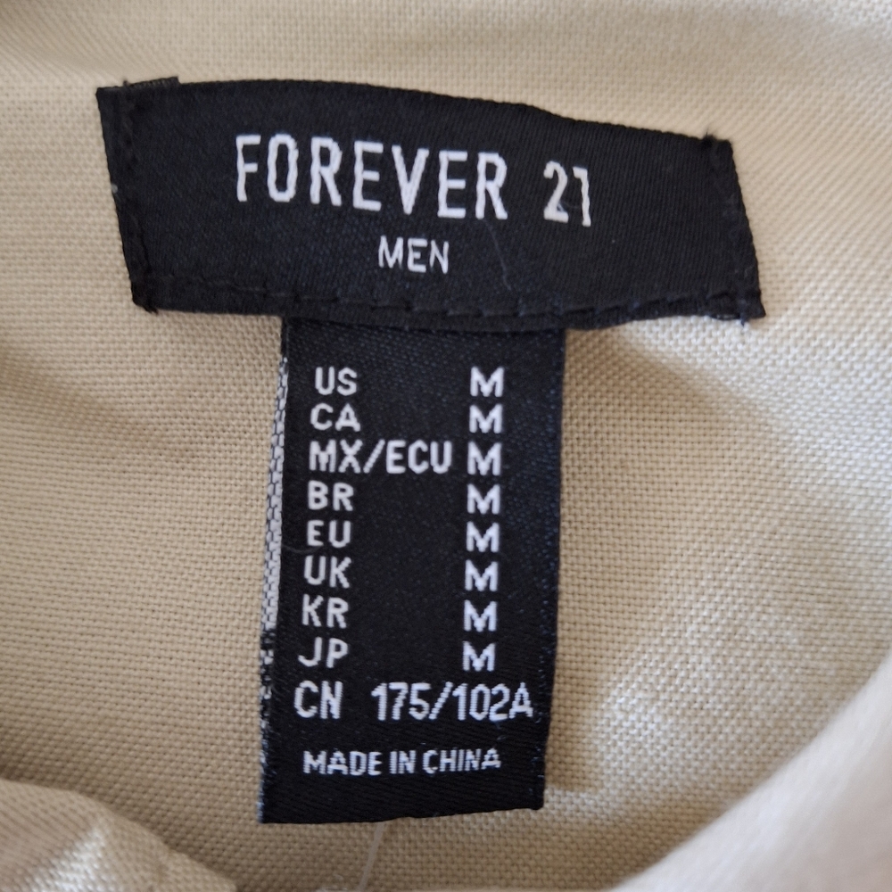 NWT Forever 21 Tan Long Sleeve Button Up Shirt Size Medium - Picture 5 of 7
